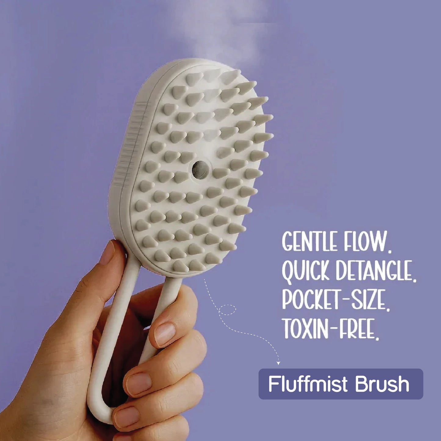 FluffMist Pet Brush – Steam Mist Grooming & Detangling Tool