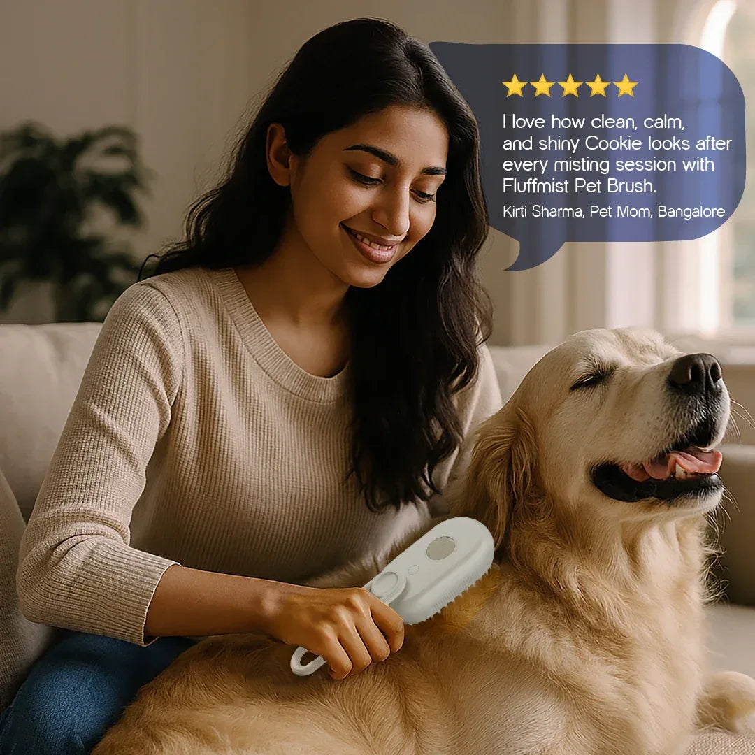 FluffMist Pet Brush – Steam Mist Grooming & Detangling Tool - Tilting Heads