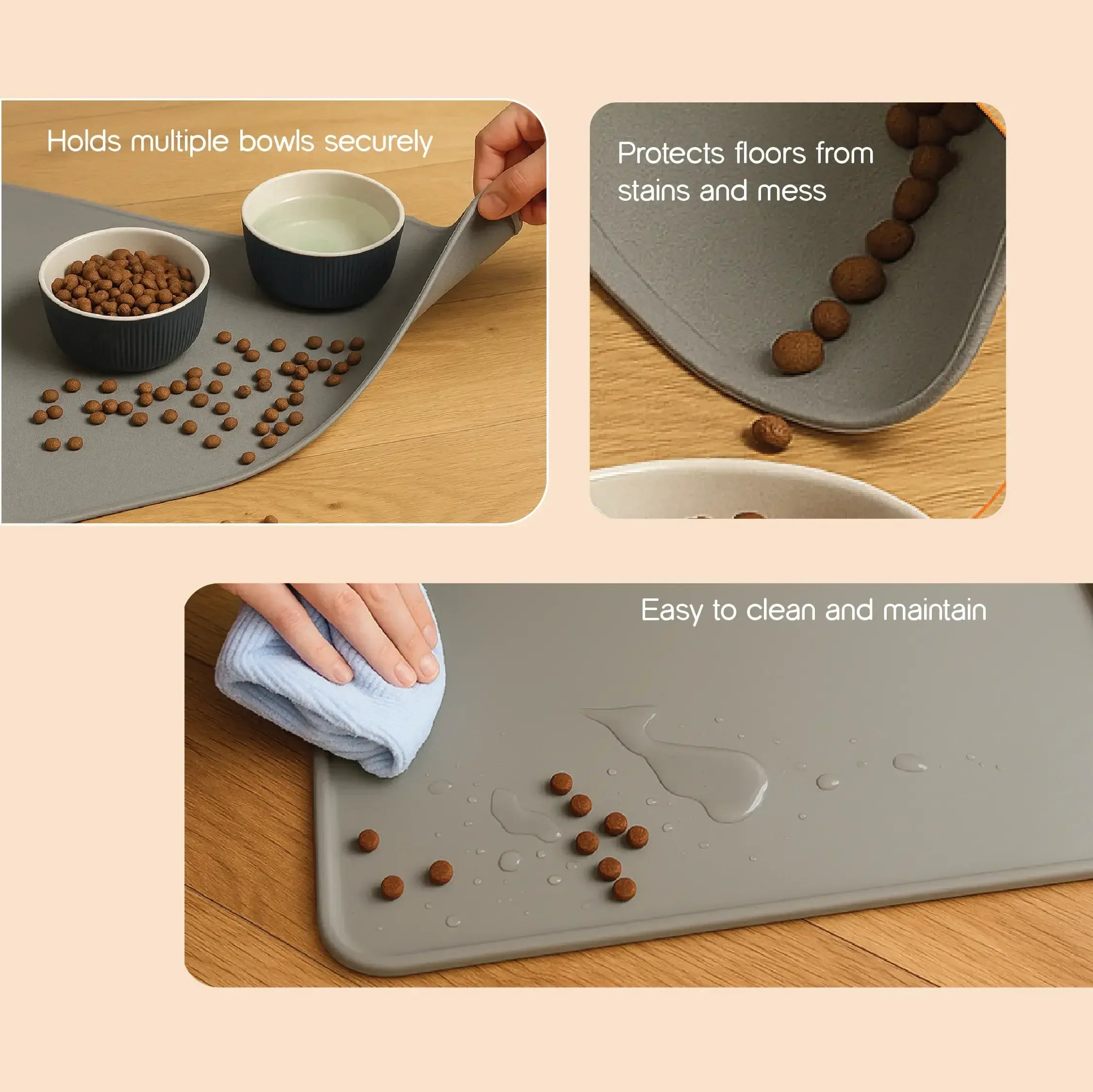 FloorGuard Mat | Mess-Free Meals | Secure & Easy to Clean - Tilting Heads