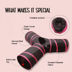 HideNZoom 3-Way Cat Tunnel – Foldable Fun for Playful Cats - Tilting Heads