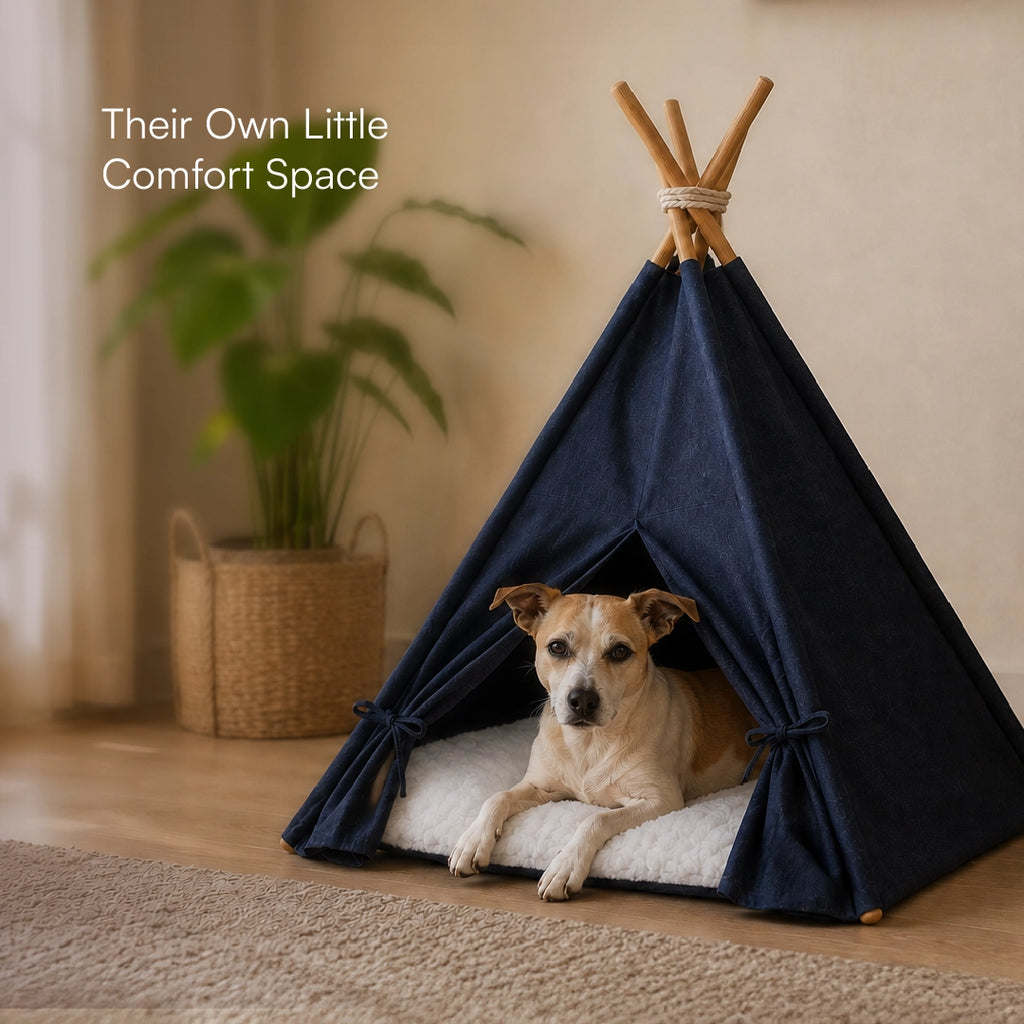Indigo Tent House | Foldable Teepee Comfort Hut for Pets