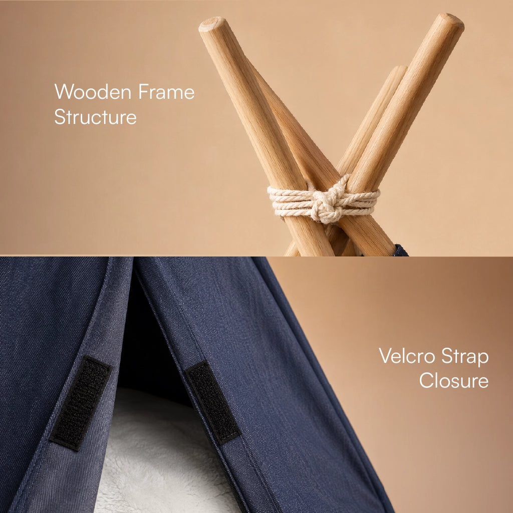 Indigo Tent House | Foldable Teepee Comfort Hut for Pets