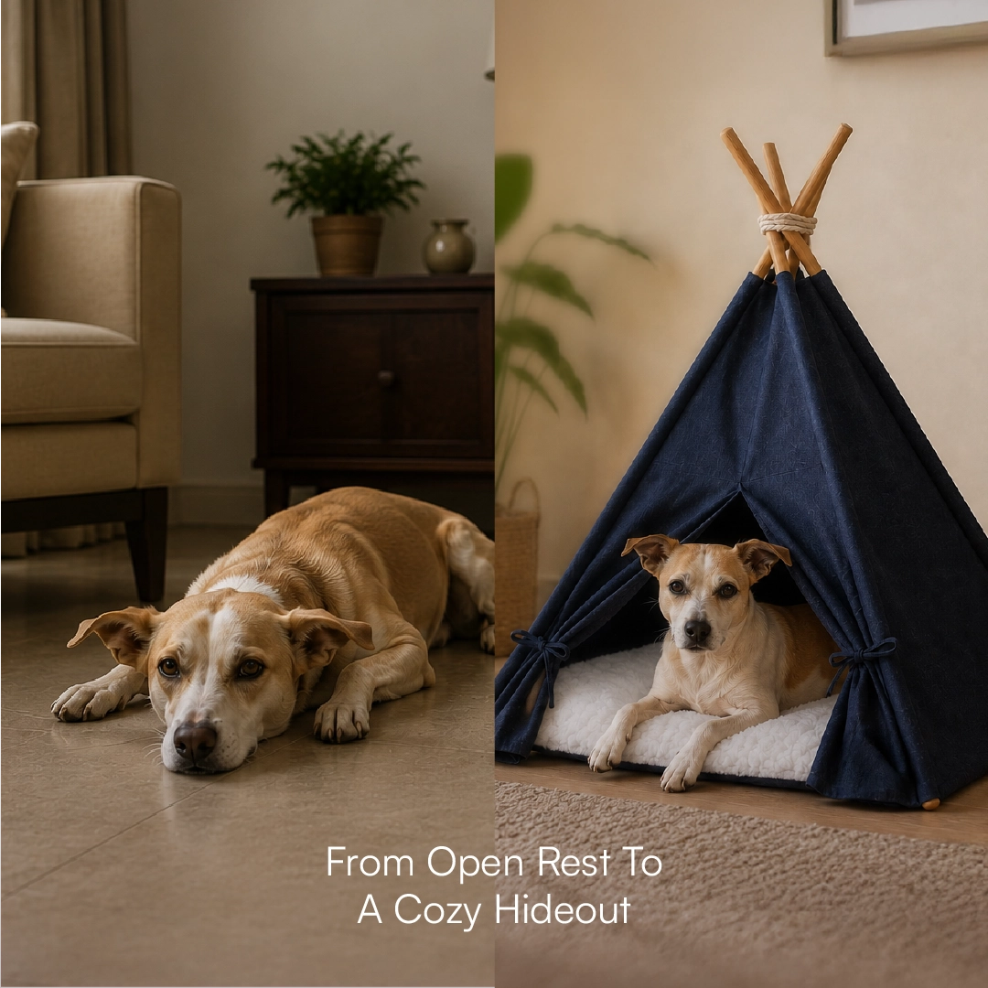 Indigo Tent House | Foldable Teepee Comfort Hut for Pets