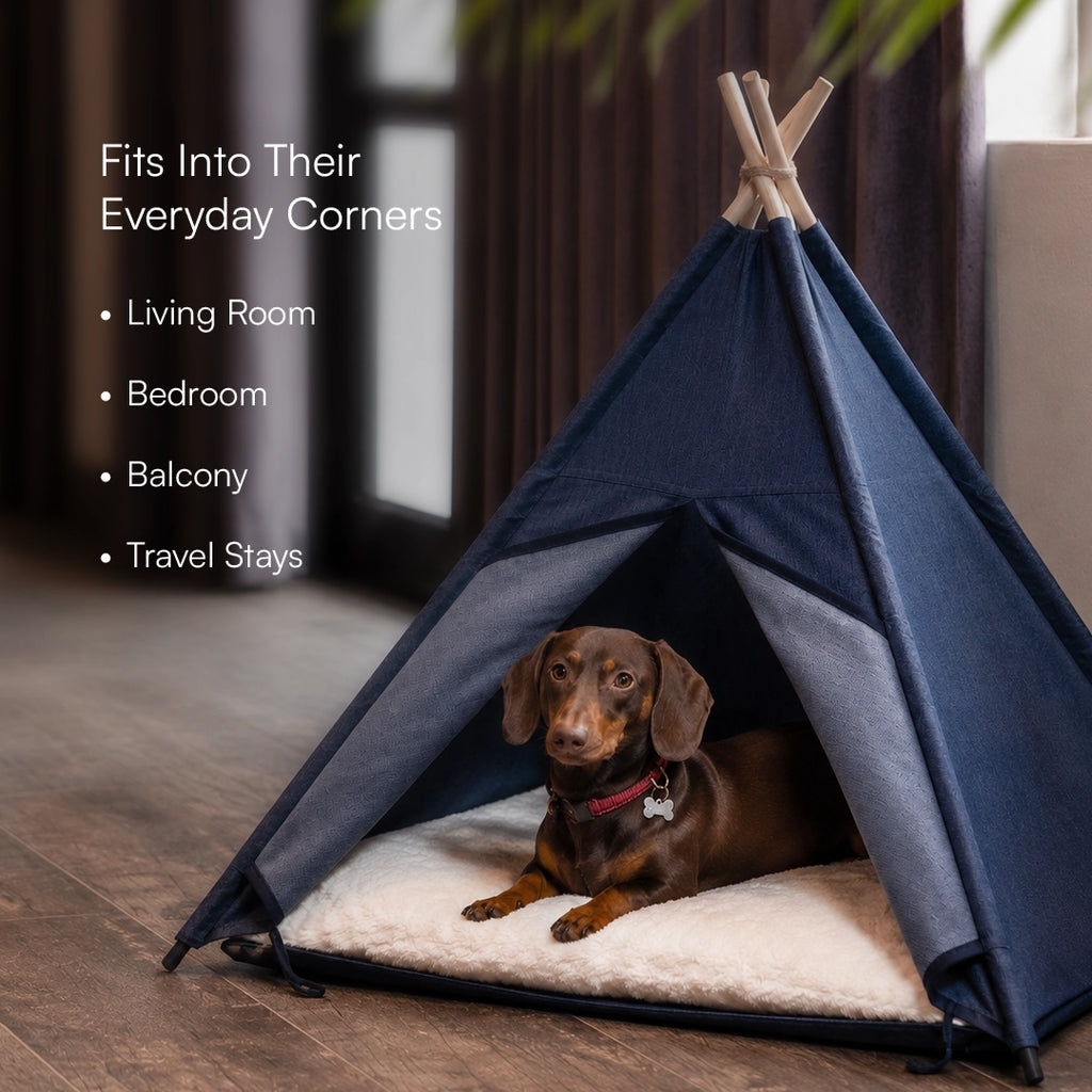Indigo Tent House | Foldable Teepee Comfort Hut for Pets