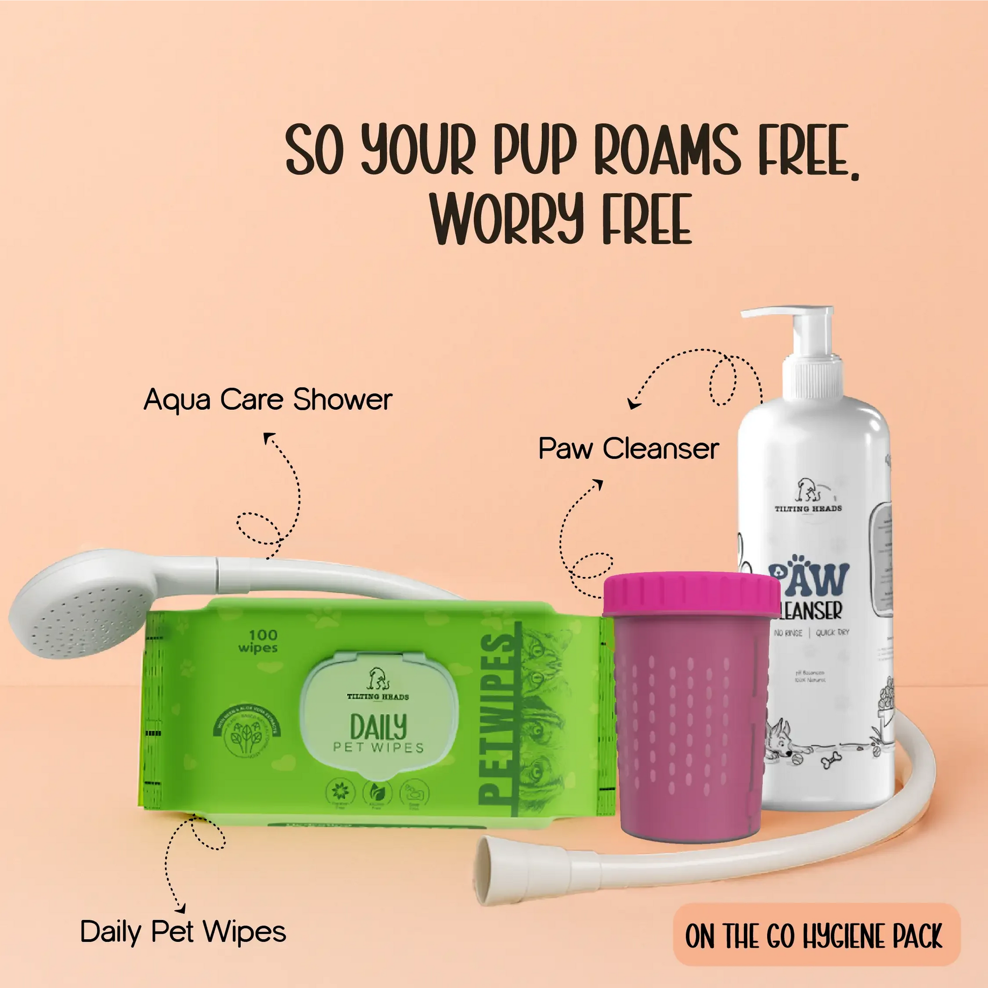 On-the-Go Hygiene Pack – Travel Grooming Kit for Dogs – Tilting Heads