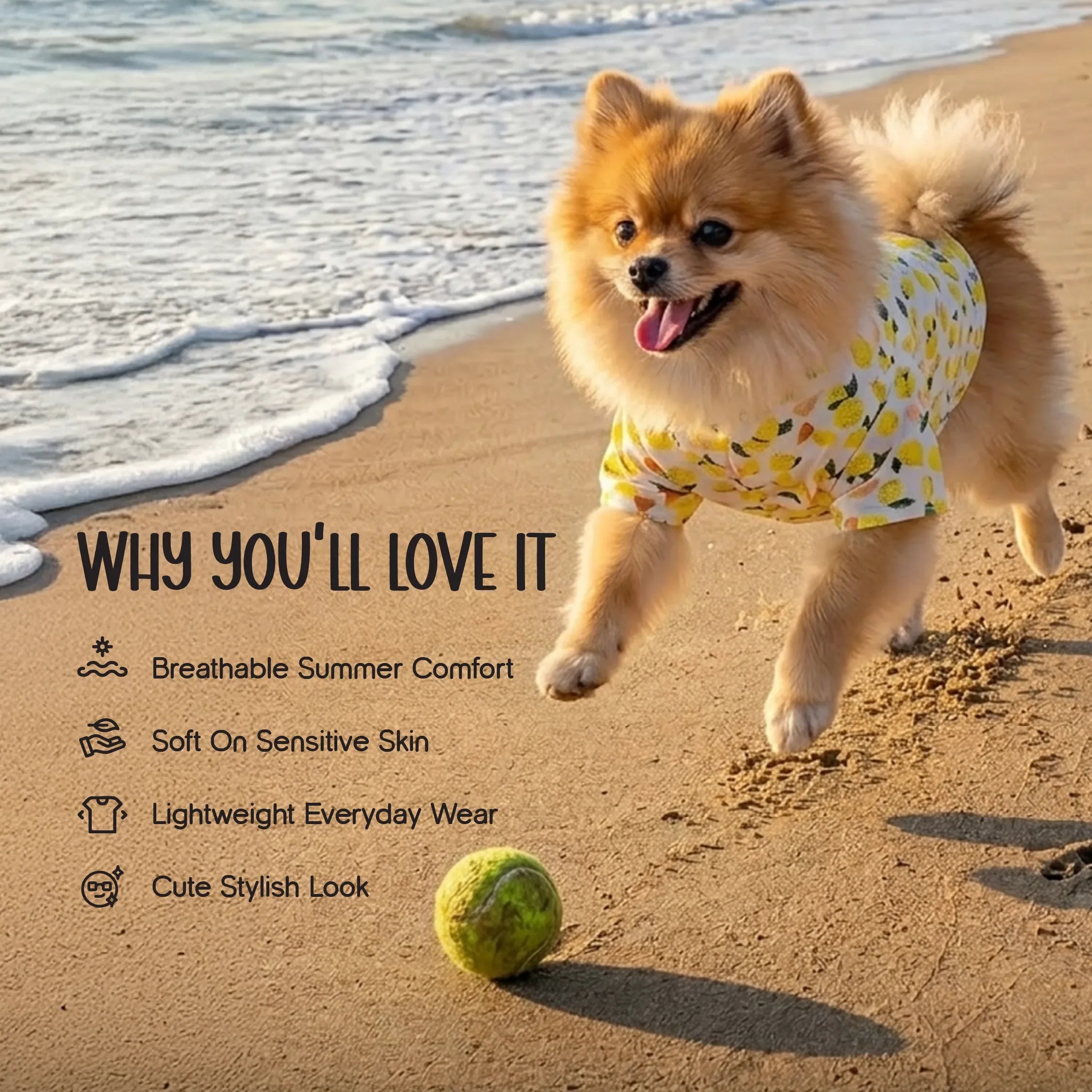 Lemon Pop Shirt – Stylish Cotton Summer Shirt for Pets