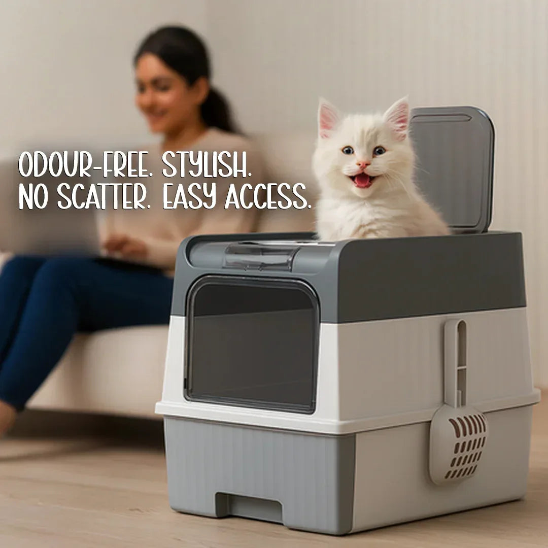 Luxe Litter Station | Sleek Design | No Smell | Easy Clean - Tilting Heads