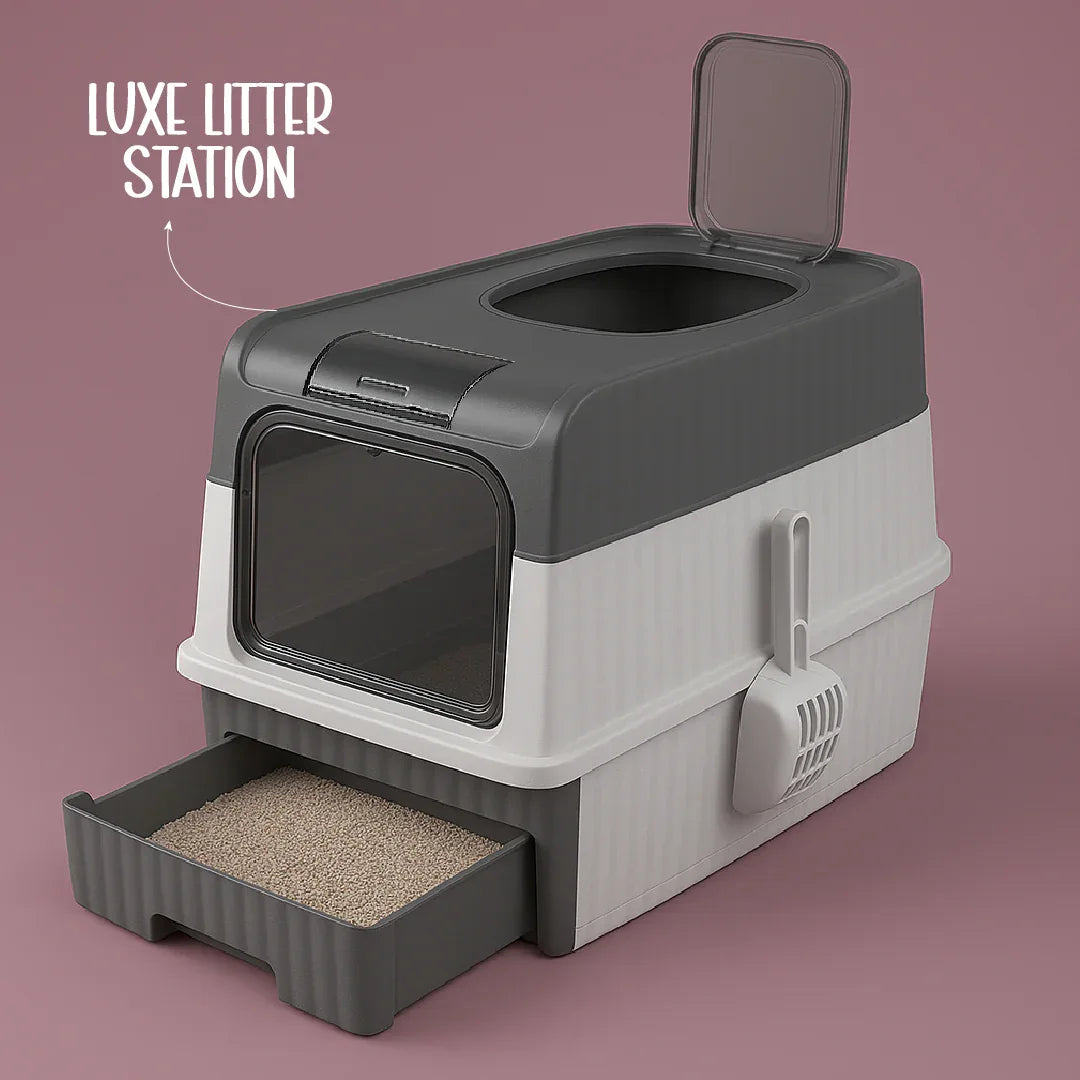 Luxe Litter Station | Sleek Design | No Smell | Easy Clean - Tilting Heads