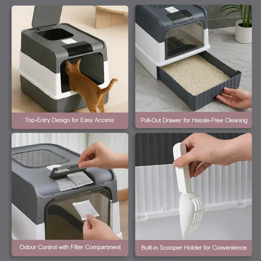 Luxe Litter Station | Sleek Design | No Smell | Easy Clean - Tilting Heads