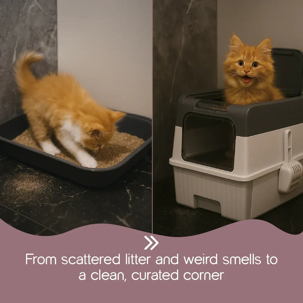 Luxe Litter Station | Sleek Design | No Smell | Easy Clean - Tilting Heads