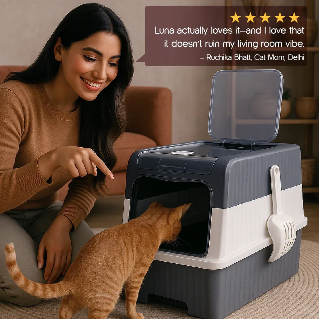 Luxe Litter Station | Sleek Design | No Smell | Easy Clean - Tilting Heads