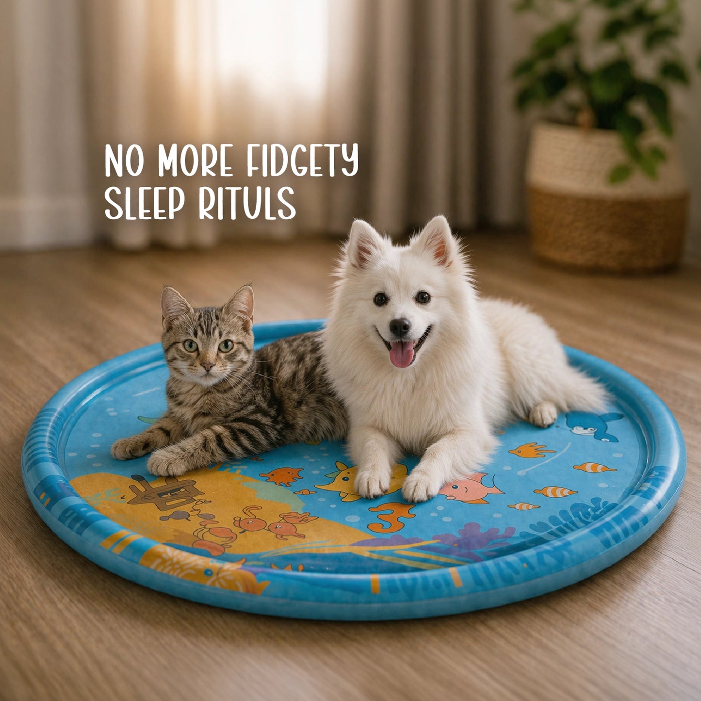 LumenPool Bed – Cooling Water Bed for Dogs & Cats with Floating Toys | Foldable | Stress-Relieving