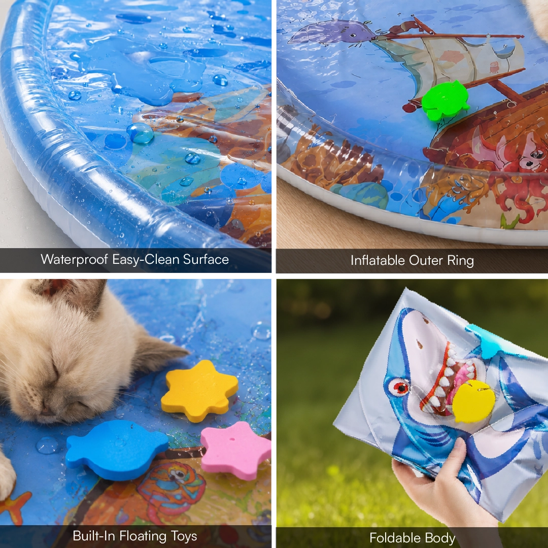 LumenPool Bed – Cooling Water Bed for Dogs & Cats with Floating Toys | Foldable | Stress-Relieving