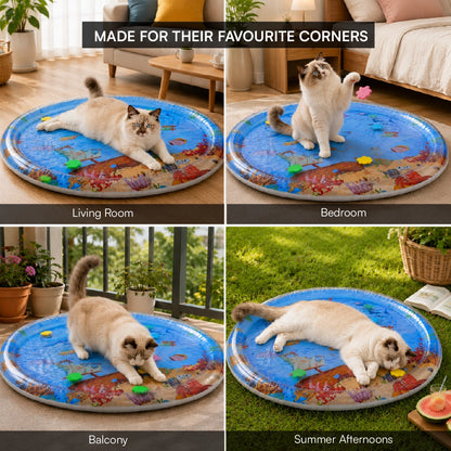 LumenPool Bed – Cooling Water Bed for Dogs & Cats with Floating Toys | Foldable | Stress-Relieving