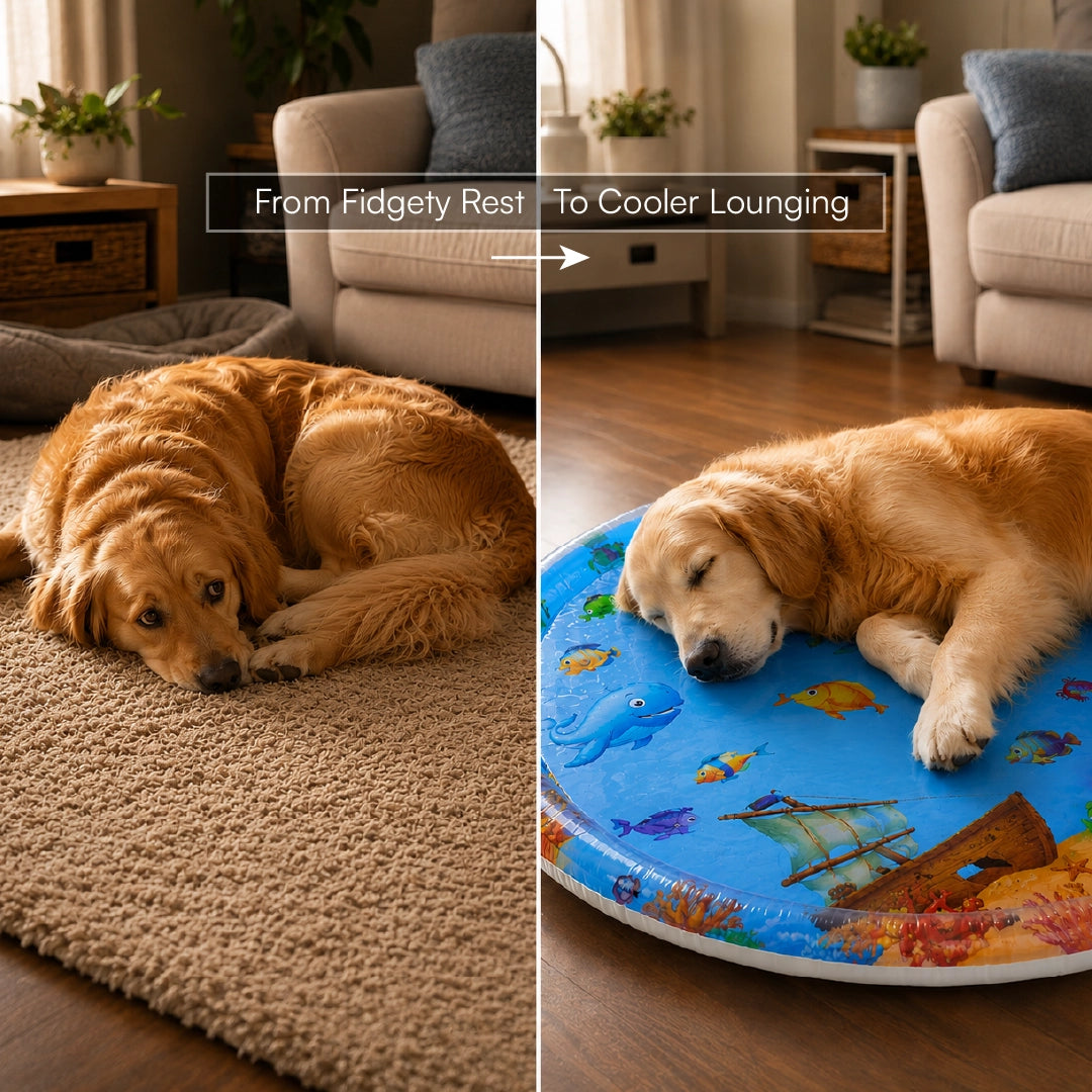 LumenPool Bed – Cooling Water Bed for Dogs & Cats with Floating Toys | Foldable | Stress-Relieving