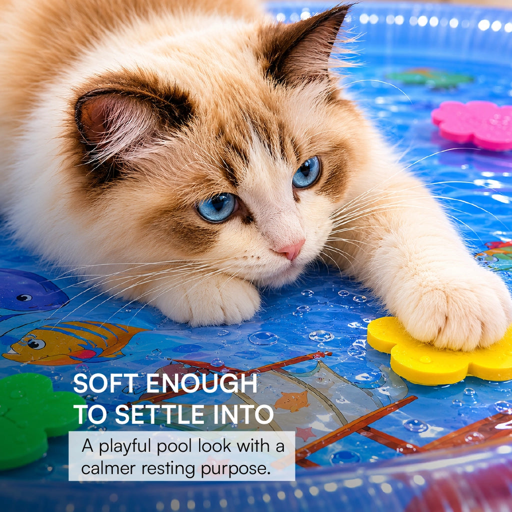 LumenPool Bed – Cooling Water Bed for Dogs & Cats with Floating Toys | Foldable | Stress-Relieving