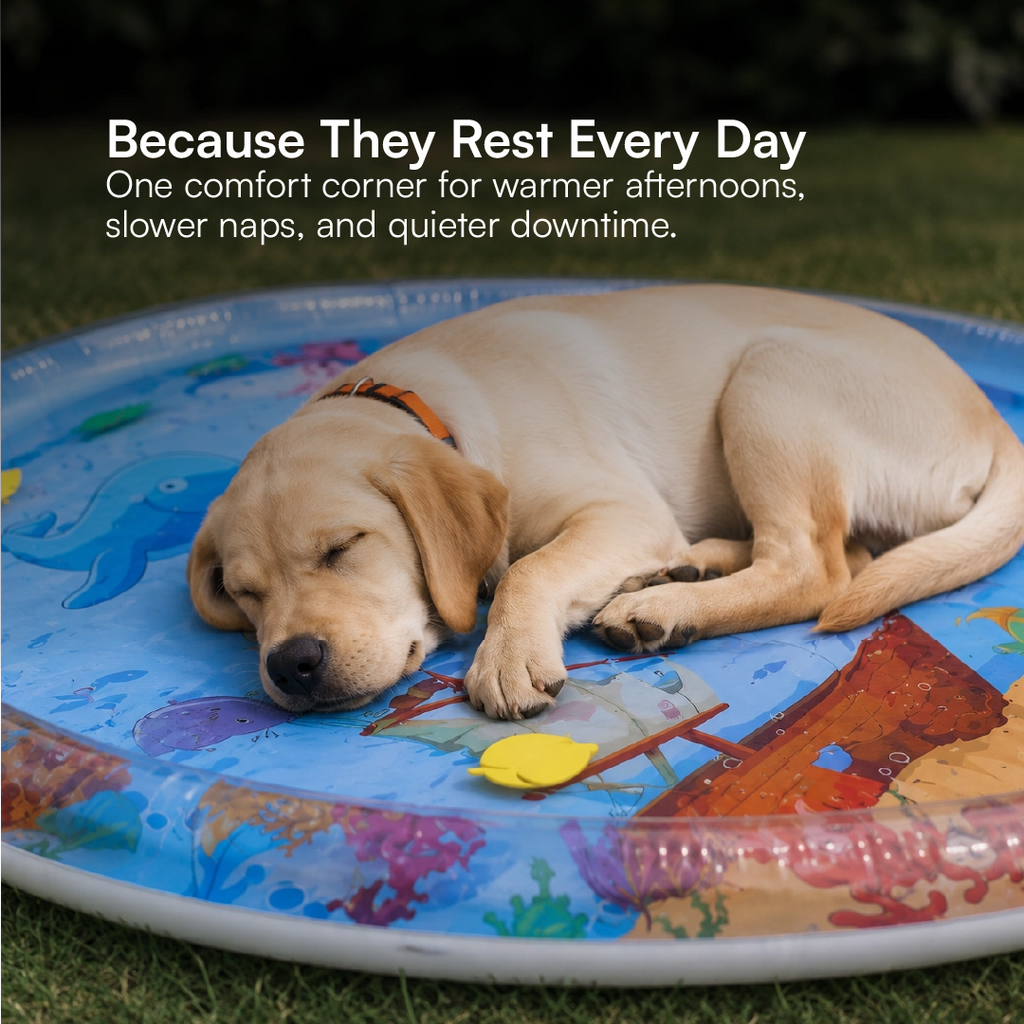 LumenPool Bed – Cooling Water Bed for Dogs & Cats with Floating Toys | Foldable | Stress-Relieving