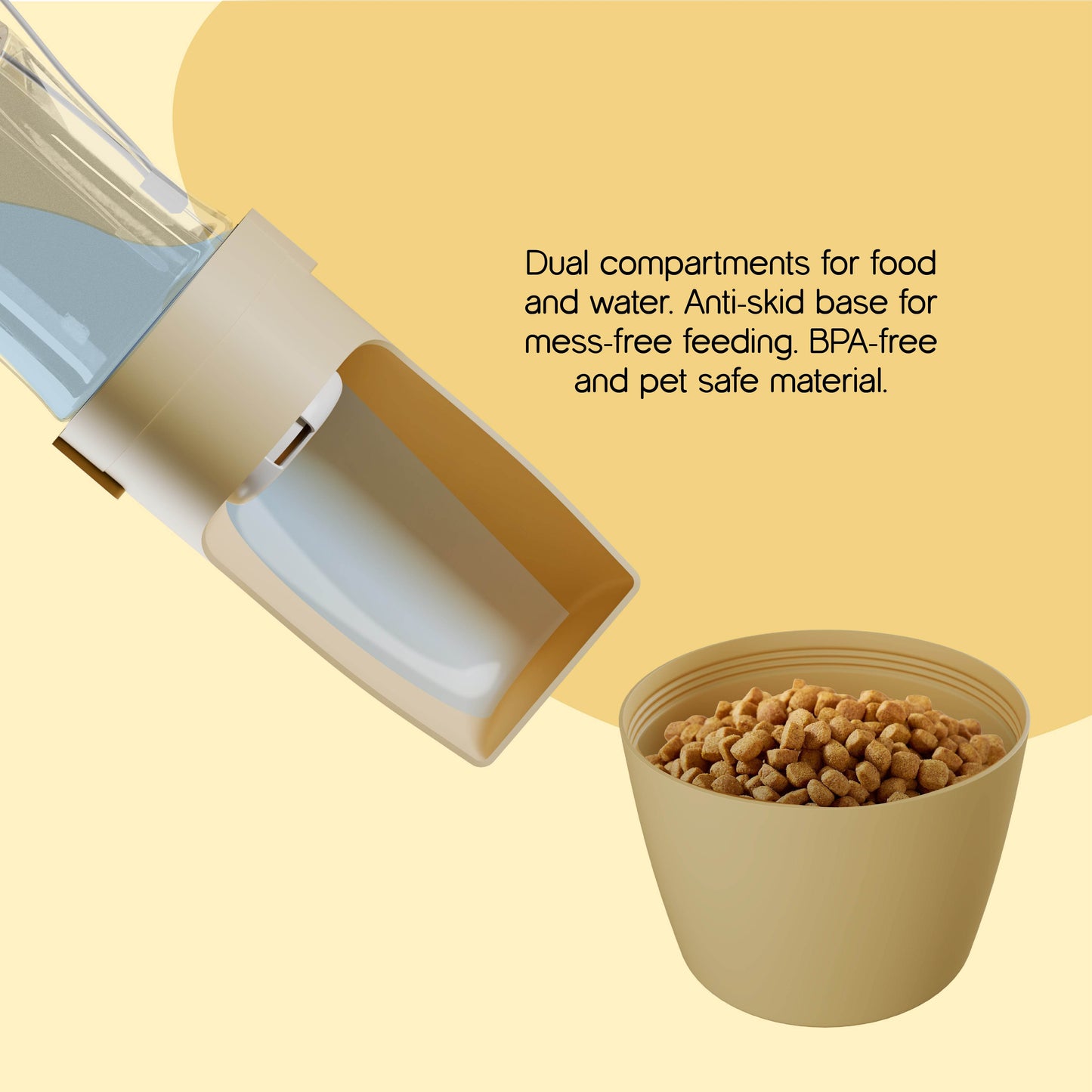 Mealmate Bottle – Dual Bowl for Food & Water | Pet-Safe & Spill-Free - Tilting Heads
