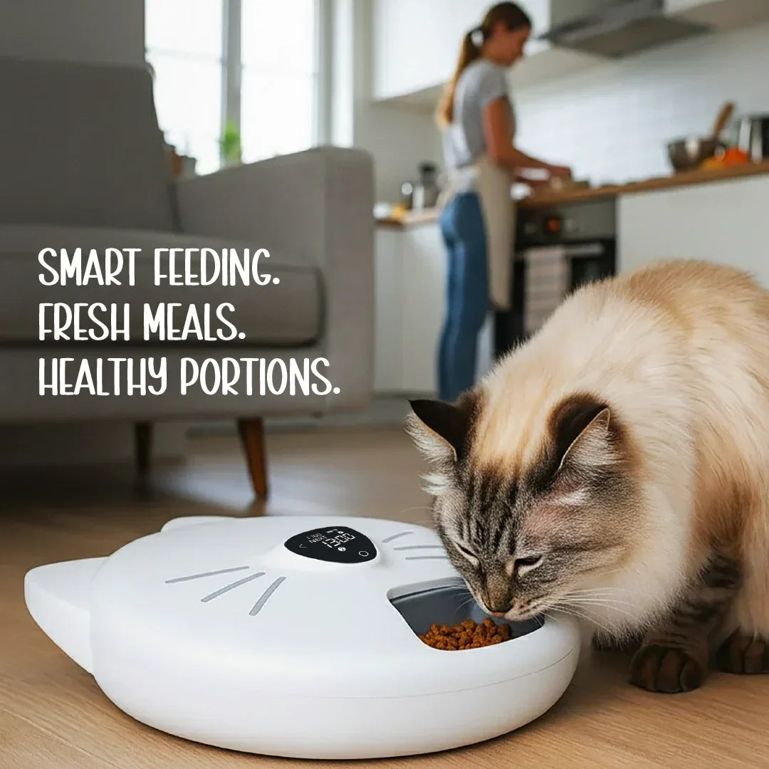 Mealtrack feeder -Catit Six Meal Feeder – Automatic Cat Feeder with 6 Fresh And Hygienic Meals, Fully Bluetooth Controllable - Tilting Heads