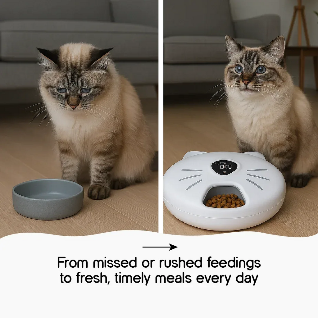Mealtrack feeder -Catit Six Meal Feeder – Automatic Cat Feeder with 6 Fresh And Hygienic Meals, Fully Bluetooth Controllable - Tilting Heads