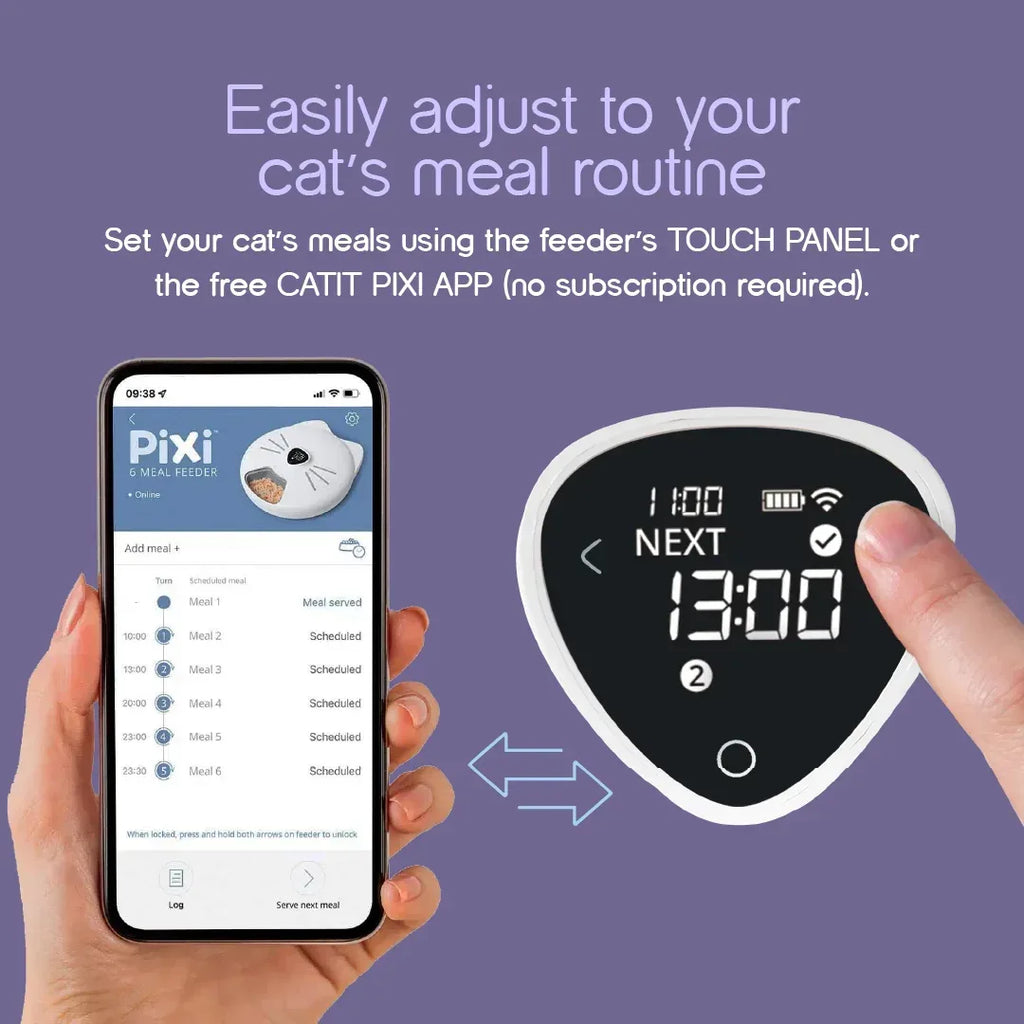 Mealtrack feeder -Catit Six Meal Feeder – Automatic Cat Feeder with 6 Fresh And Hygienic Meals, Fully Bluetooth Controllable - Tilting Heads