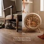 Meow Den | Elevated Handwoven Jute Cat Rest Chair with Cushion