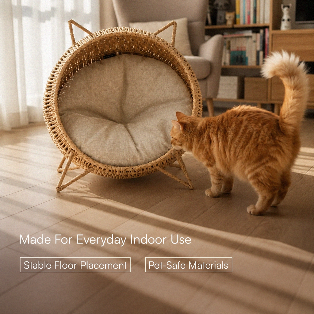 Meow Den | Elevated Handwoven Jute Cat Rest Chair with Cushion