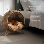 Meow Den | Elevated Handwoven Jute Cat Rest Chair with Cushion