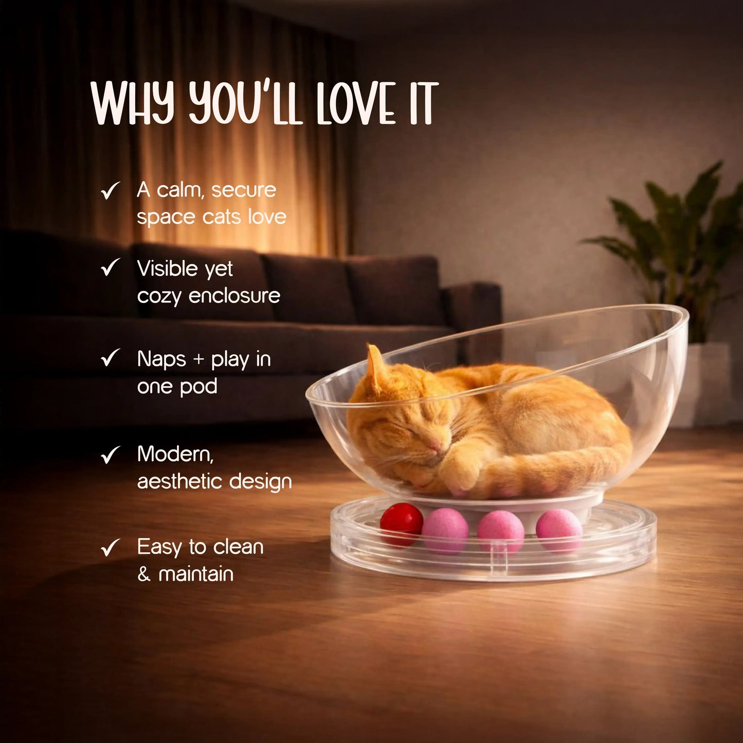 Moonbeam Nap Pod | Cozy Capsule Bed | Playful Comfort for Cats - Tilting Heads