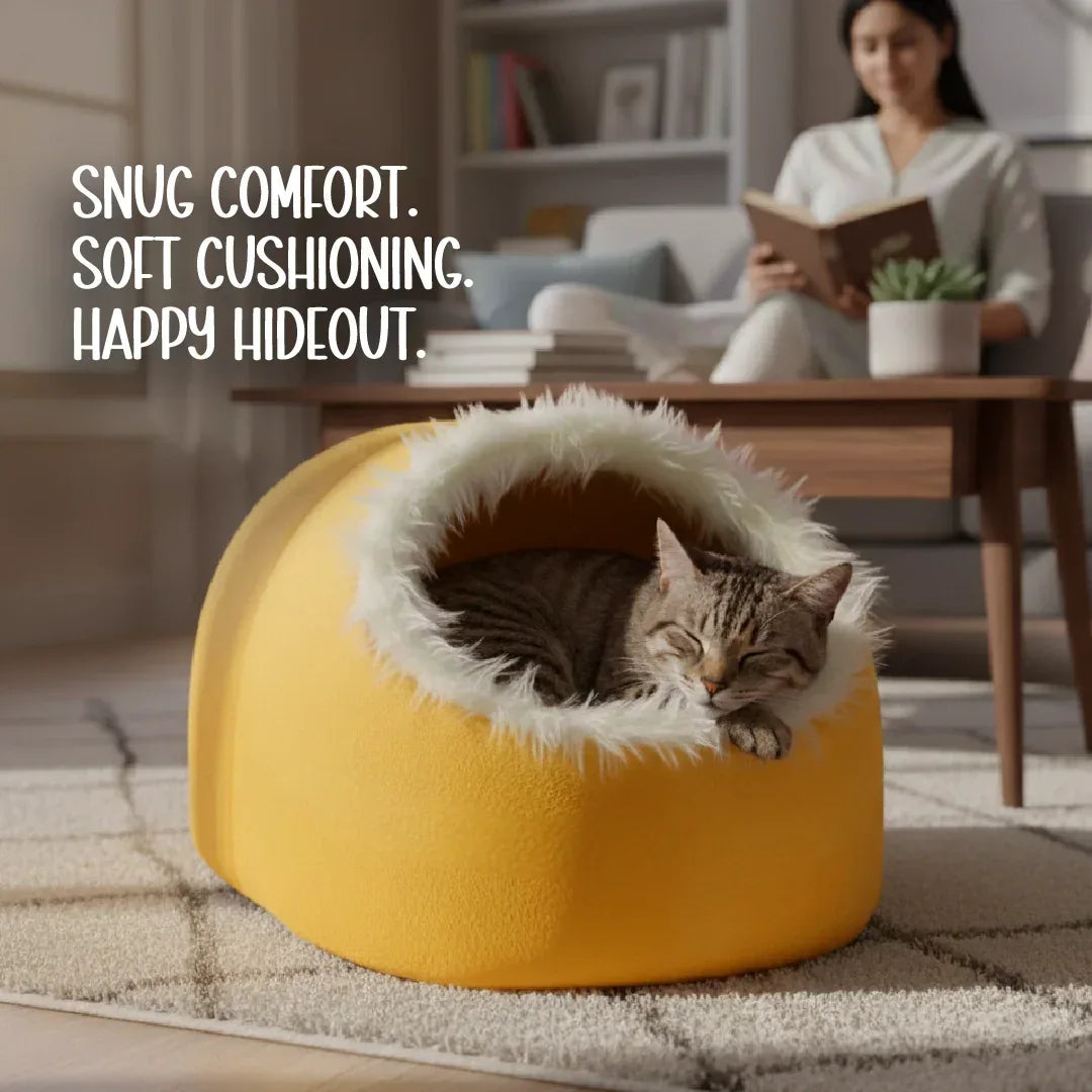 Muffin Cave | Cozy Pet Hideout Bed for Cats & Small Dogs - Tilting Heads