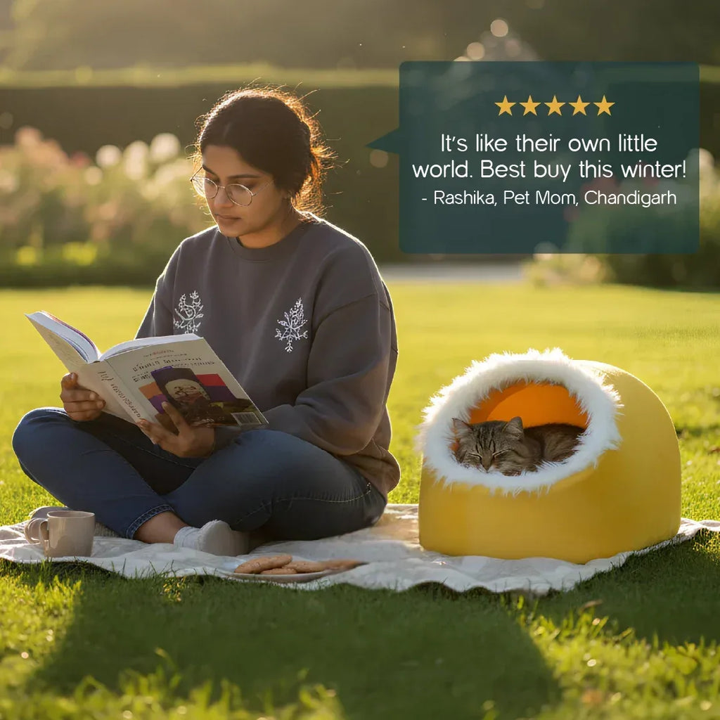Muffin Cave | Cozy Pet Hideout Bed for Cats & Small Dogs - Tilting Heads