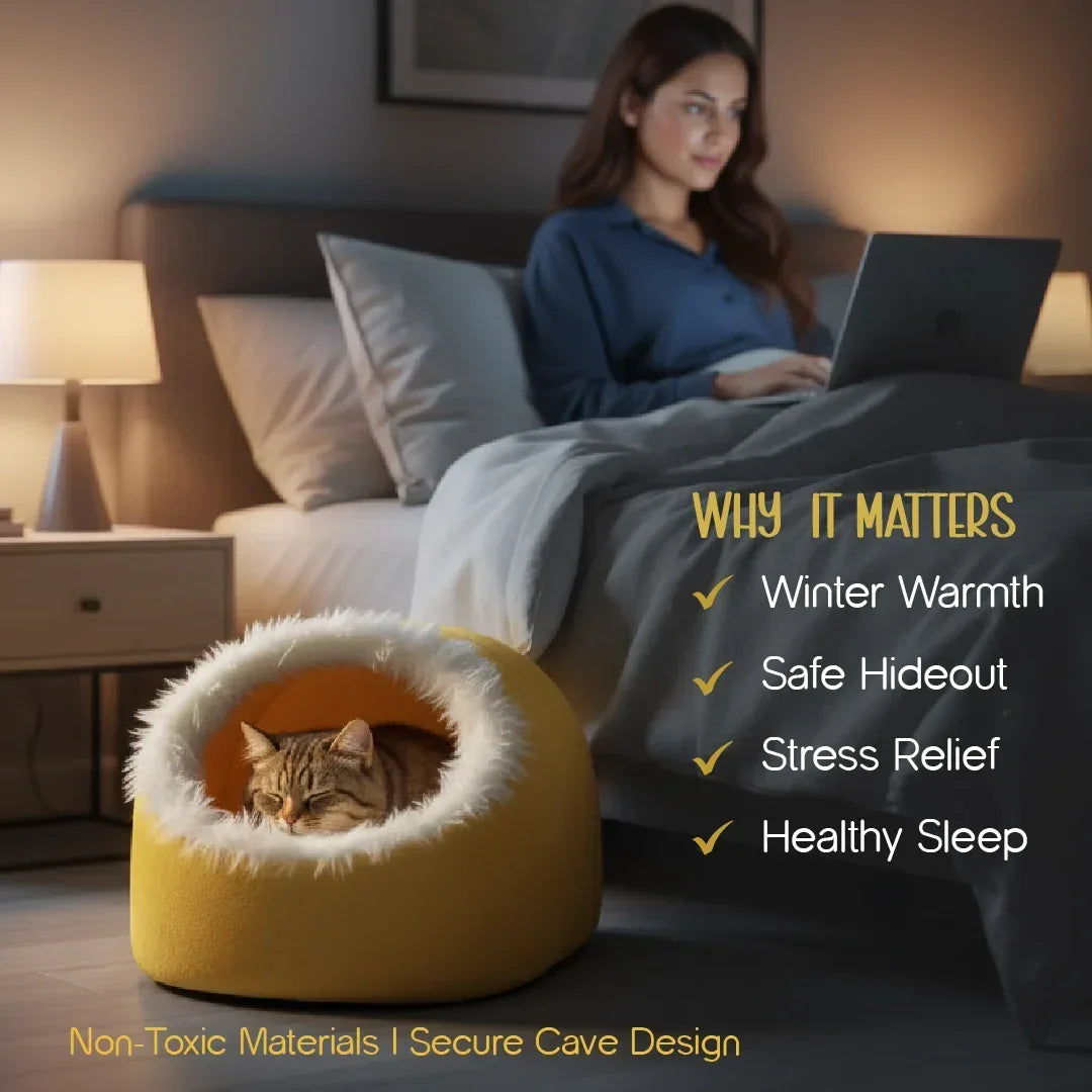 Muffin Cave | Cozy Pet Hideout Bed for Cats & Small Dogs - Tilting Heads