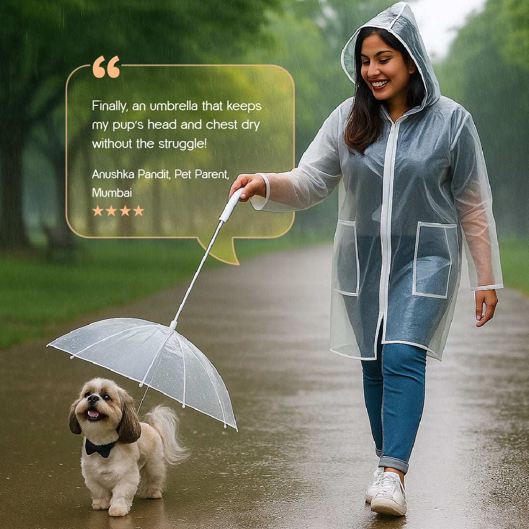 NoDrip Monsoon Cap | Leash-Integrated Dog Umbrella | Perfect Fit for Small Breeds
