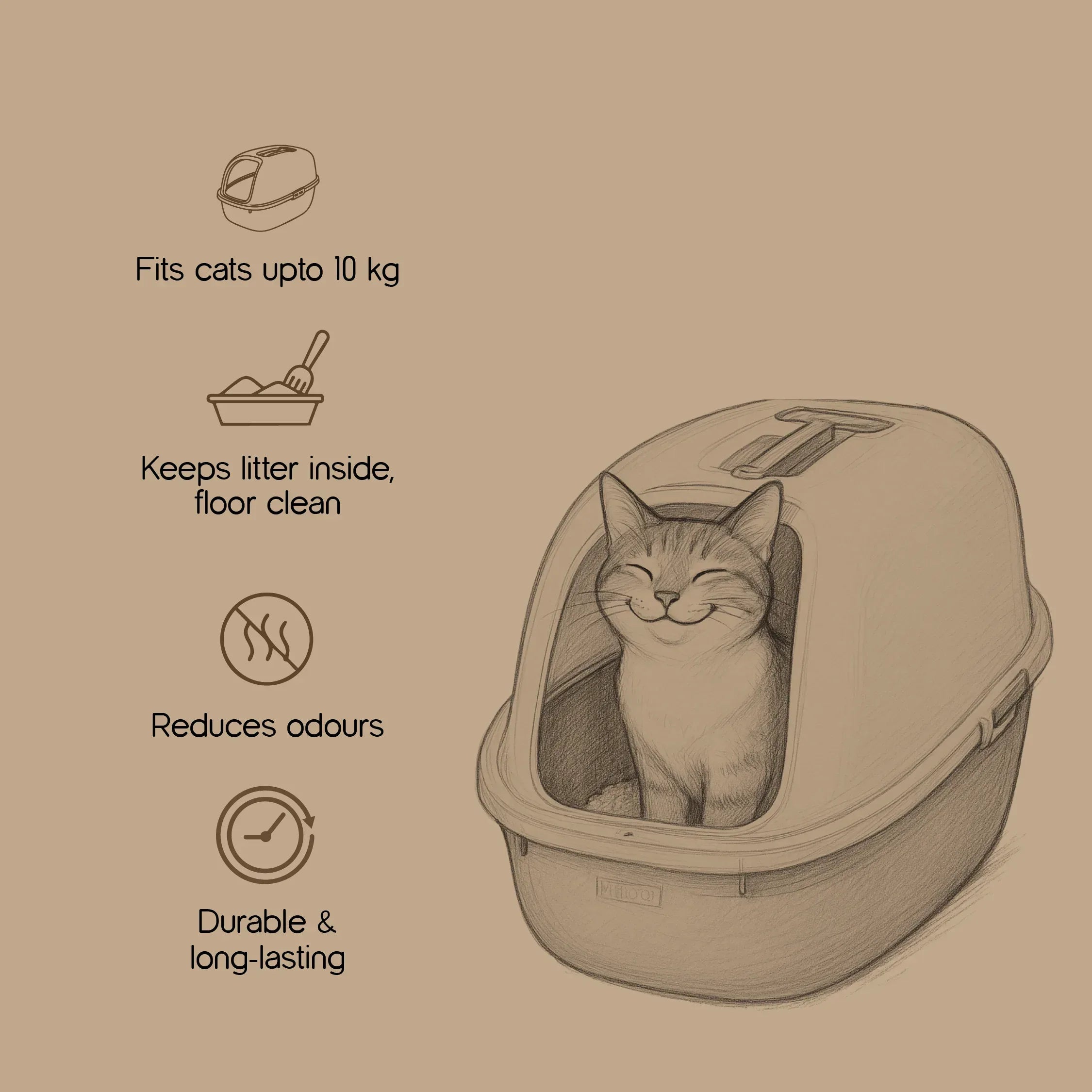 OdourShield Litter Box | Hygienic, Odour-Free & Easy to Clean - Tilting Heads
