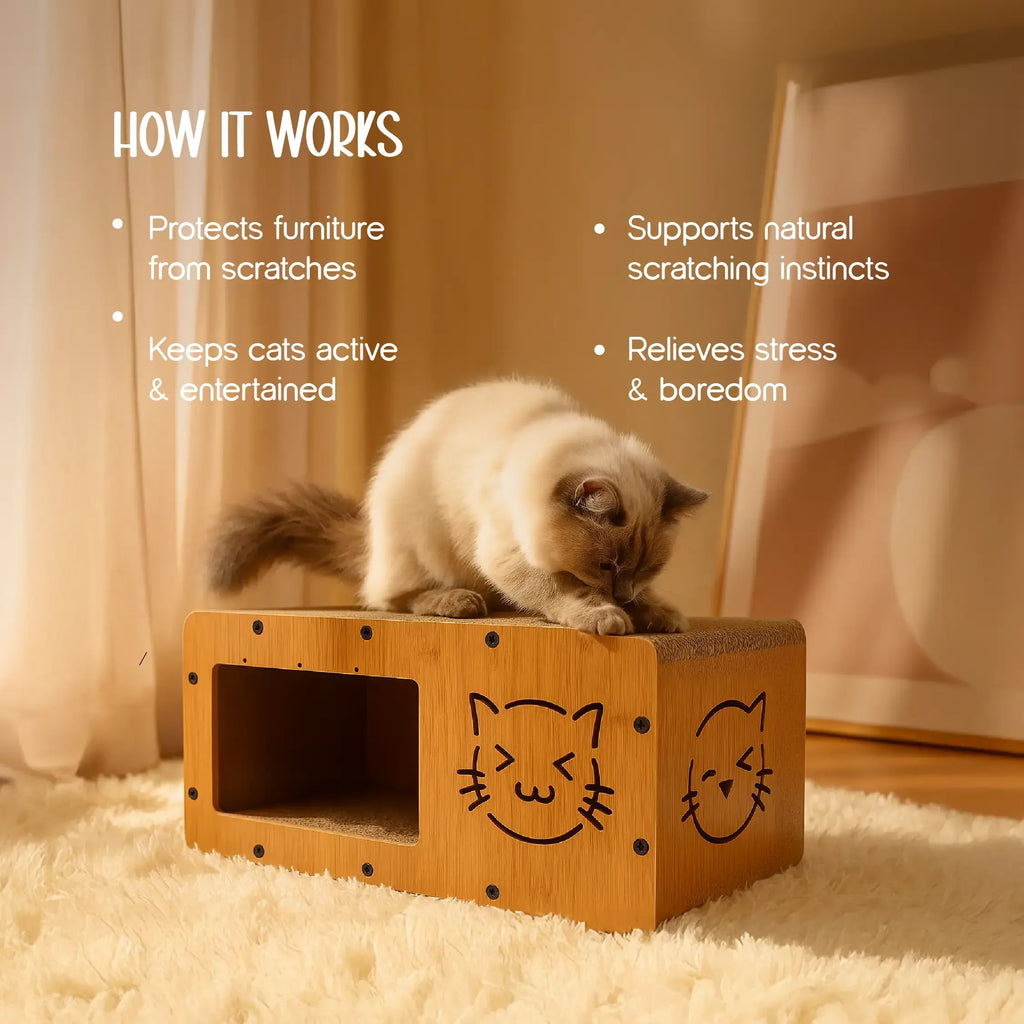 Panthera Scratch Nook | Peek, Scratch, Play | Keeps Cats Happy & Safe - Tilting Heads