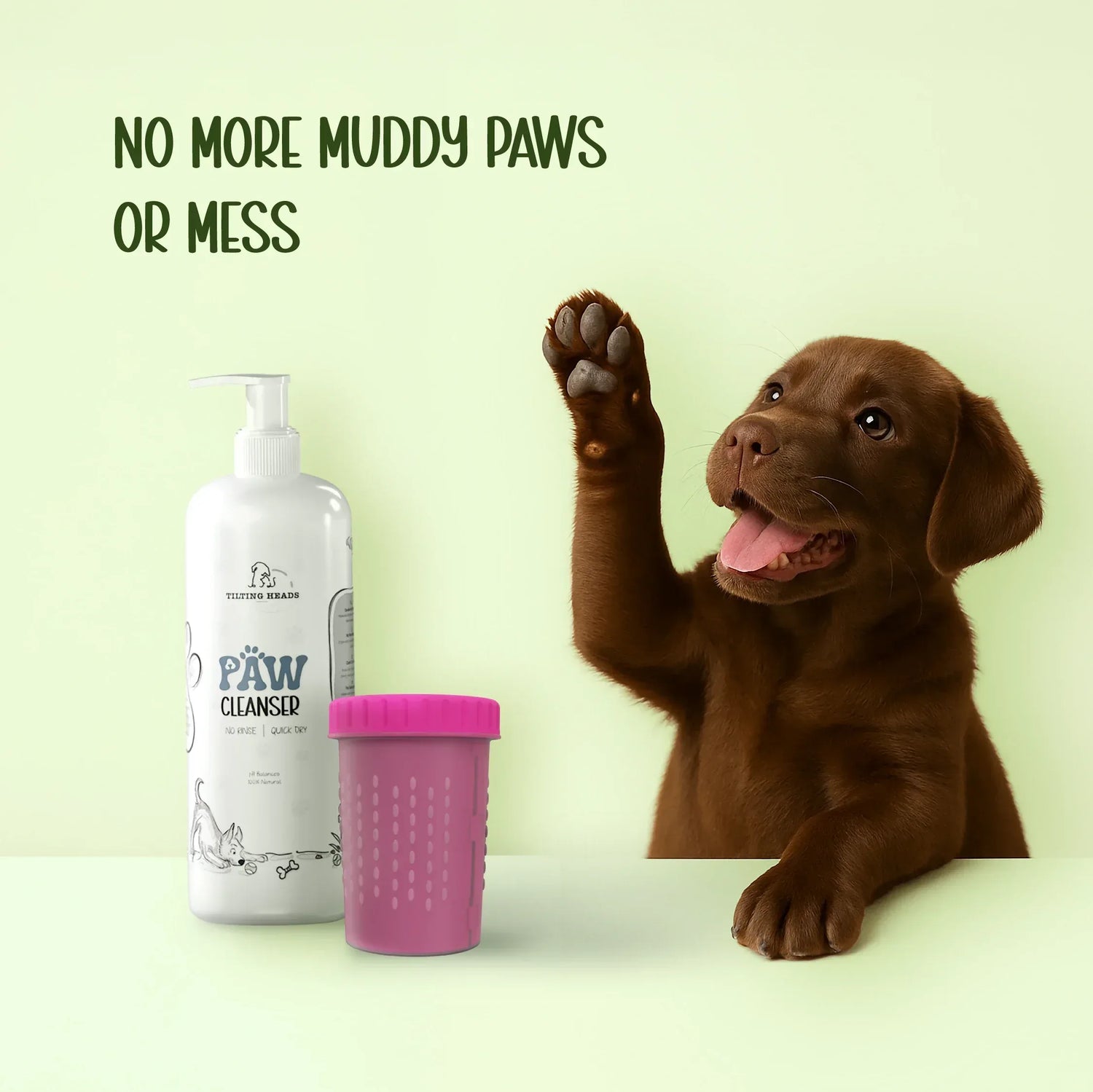 Paw Cleanser – Daily Paw Cleaning Cup | 500ml | Pet Paw Cleaning Solution for Dogs & Cats, Removes Dirt & Debris, Gentle & Safe Formula | Made for Daily Use After Every Walk - Tilting Heads