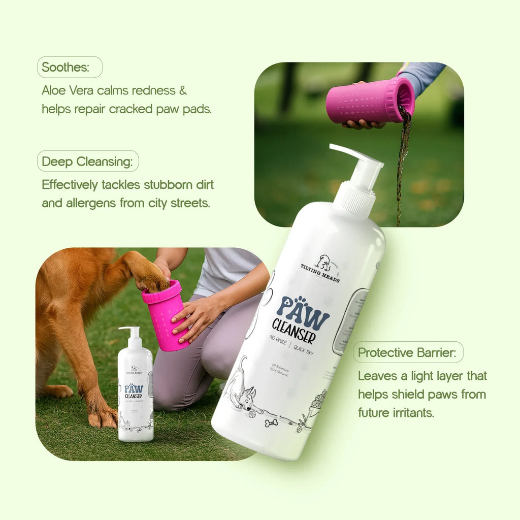 Paw Cleanser – Daily Paw Cleaning Cup | 500ml | Pet Paw Cleaning Solution for Dogs & Cats, Removes Dirt & Debris, Gentle & Safe Formula | Made for Daily Use After Every Walk - Tilting Heads