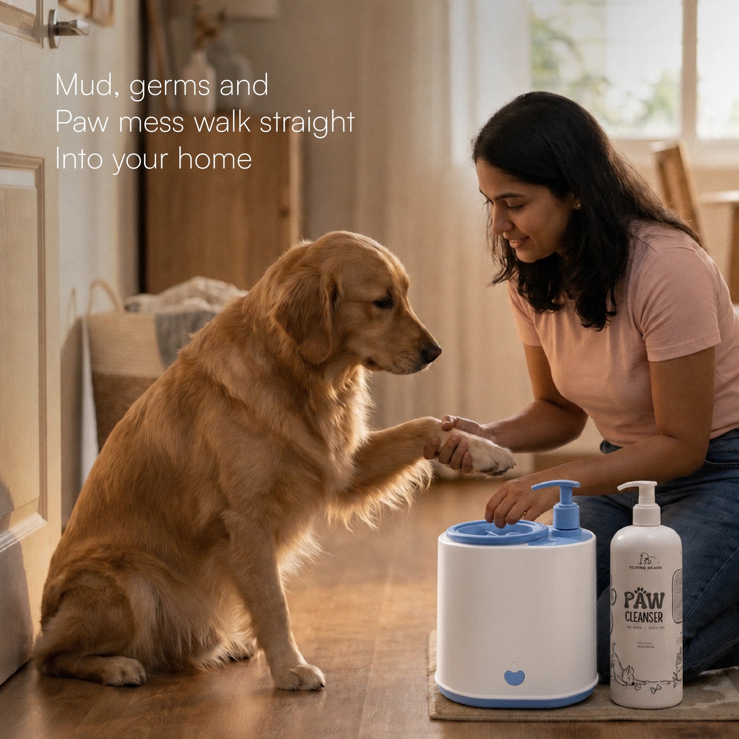 PawTech Cleaner– Electric Pet Paw Cleaning Device with Tilting Heads Paw Cleanser 500ml
