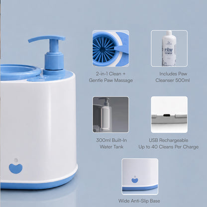 PawTech Cleaner– Electric Pet Paw Cleaning Device with Tilting Heads Paw Cleanser 500ml