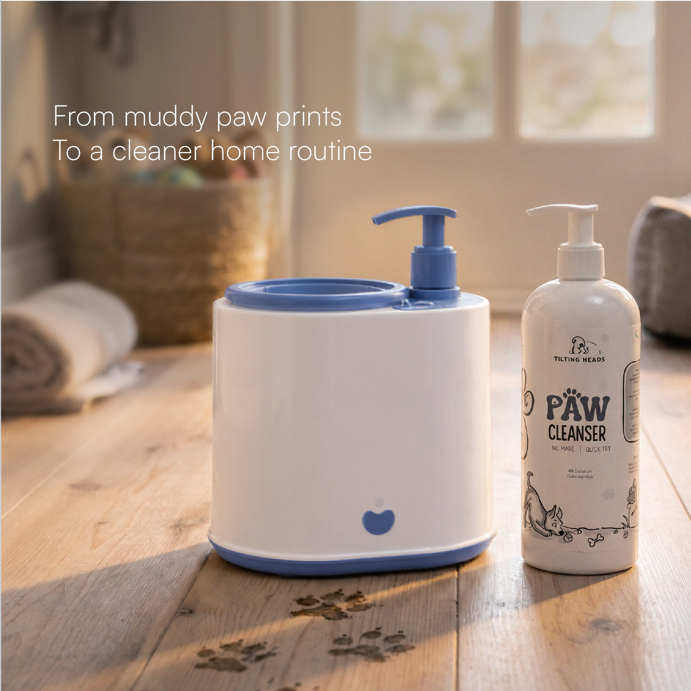 PawTech Cleaner– Electric Pet Paw Cleaning Device with Tilting Heads Paw Cleanser 500ml