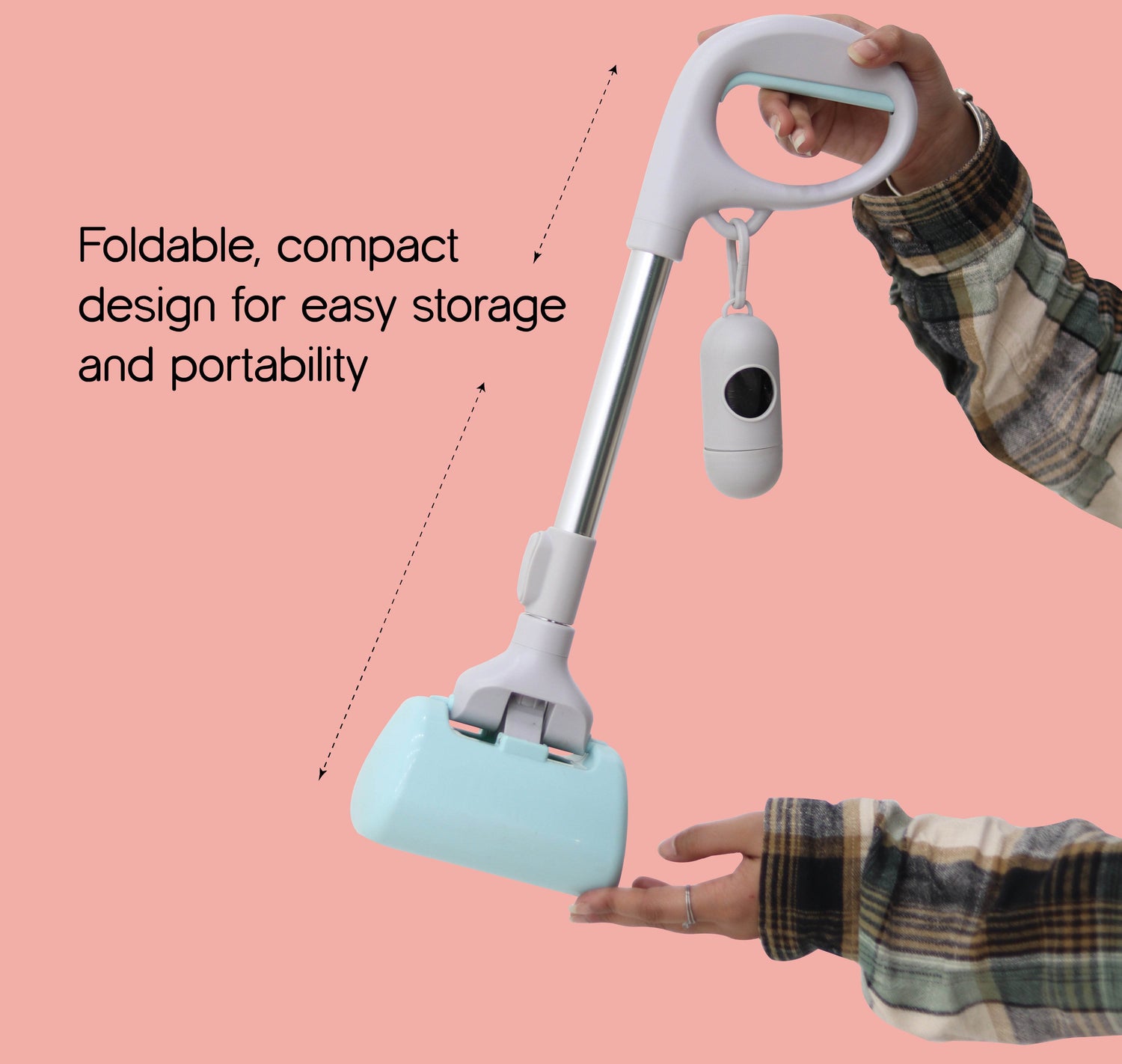 PoopScoop Buddy – Foldable One-Hand Poop Scooper for Pet Walks - Tilting Heads