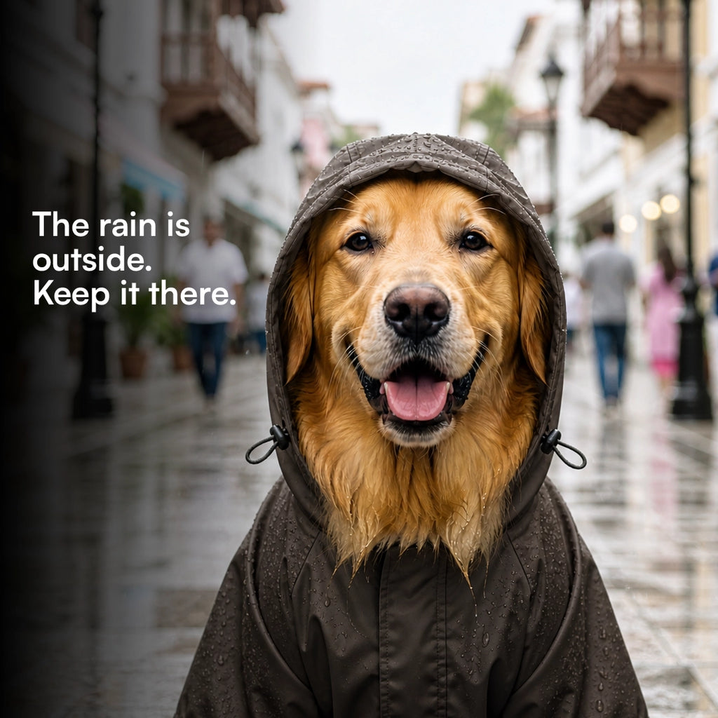 Rover Raincoat – Waterproof Dog Raincoat with Hood, Reflective Strip, Leash Opening & 3-Point Velcro for Monsoon Walks