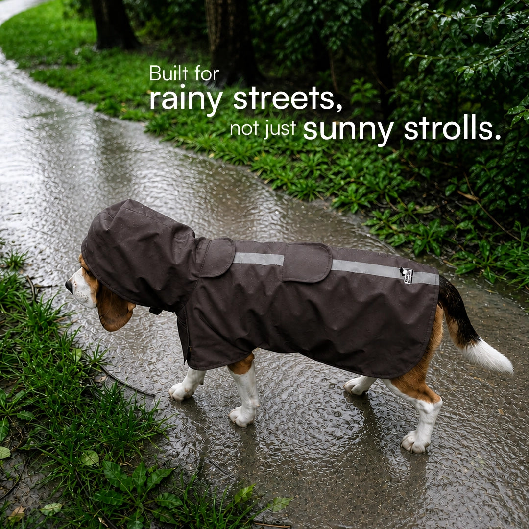 Rover Raincoat – Waterproof Dog Raincoat with Hood, Reflective Strip, Leash Opening & 3-Point Velcro for Monsoon Walks