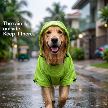 Rover Raincoat – Waterproof Dog Raincoat with Hood, Reflective Strip, Leash Opening & 3-Point Velcro for Monsoon Walks