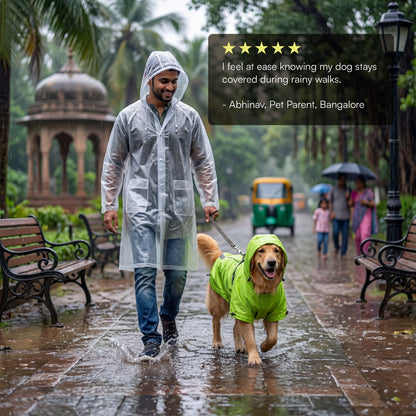 Rover Raincoat – Waterproof Dog Raincoat with Hood, Reflective Strip, Leash Opening & 3-Point Velcro for Monsoon Walks