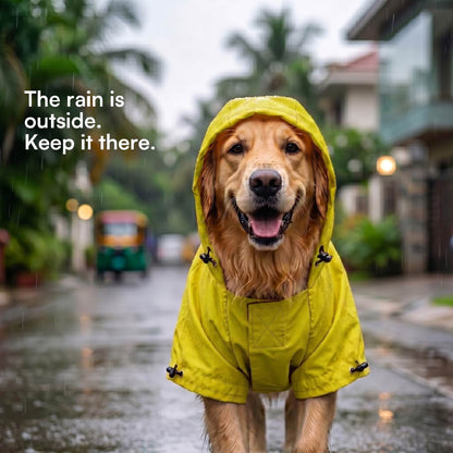 Rover Raincoat – Waterproof Dog Raincoat with Hood, Reflective Strip, Leash Opening & 3-Point Velcro for Monsoon Walks