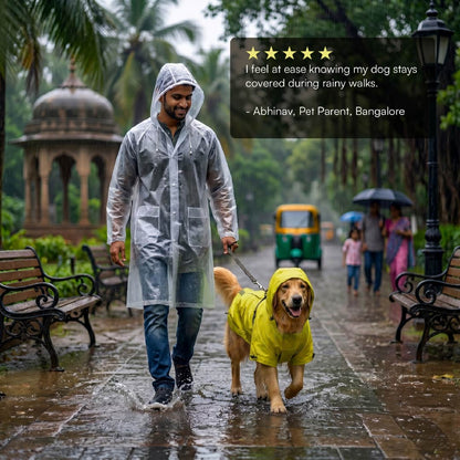 Rover Raincoat – Waterproof Dog Raincoat with Hood, Reflective Strip, Leash Opening & 3-Point Velcro for Monsoon Walks