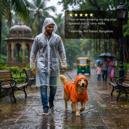 Rover Raincoat – Waterproof Dog Raincoat with Hood, Reflective Strip, Leash Opening & 3-Point Velcro for Monsoon Walks