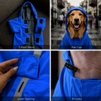 Rover Raincoat – Waterproof Dog Raincoat with Hood, Reflective Strip, Leash Opening & 3-Point Velcro for Monsoon Walks