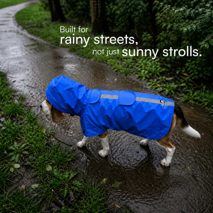 Rover Raincoat – Waterproof Dog Raincoat with Hood, Reflective Strip, Leash Opening & 3-Point Velcro for Monsoon Walks